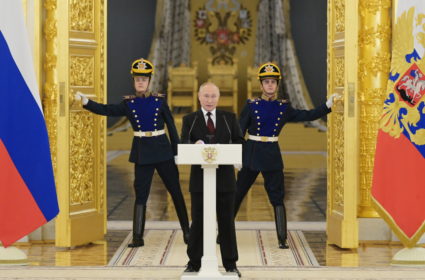 Russian President Putin attends a ceremony to receive credentials from foreign ambassadors in Moscow