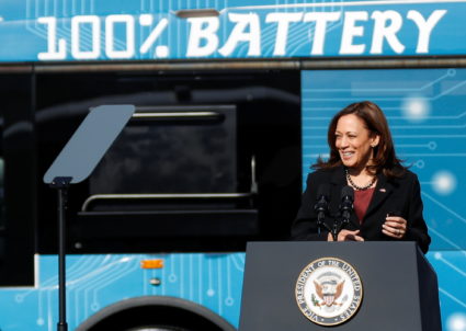 U.S. Vice President Kamala Harris promotes the Bipartisan Infrastructure Law, in Charlotte