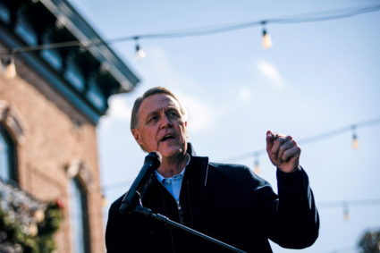 FILE PHOTO: Senator David Perdue (R-GA) speaks during a campaign event as he runs for reelection at the Olde Blind Dog Iri...