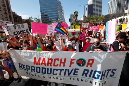 FILE PHOTO: Supporters of reproductive choice take part in the nationwide Women's March in Los Angeles