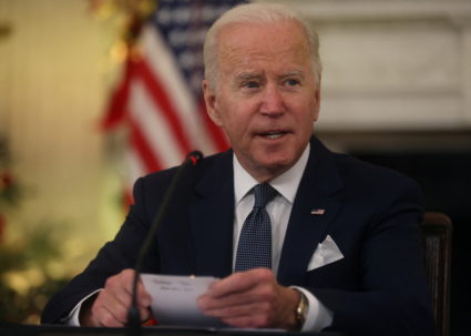 U.S. President Biden meets with members of the White House COVID-19 Response Team about the Omicron Variant at the White H...