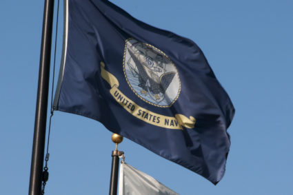 Flags for the United States Navy. Photo provided by Getty