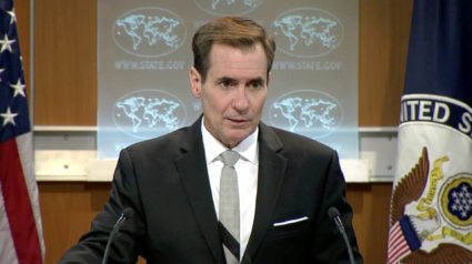 U.S. State Department spokesman John Kirby speaks about a hostage situation at a restaurant in the Bangladeshi capital Dha...