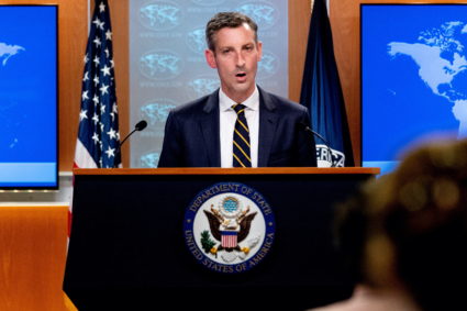 FILE PHOTO: State Department spokesman Ned Price speaks in Washington