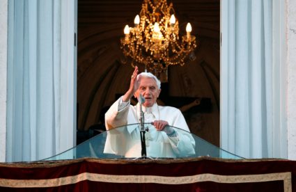 FILE PHOTO: Pope Benedict XVI blesses the faithful for the last time from the balcony of his summer residence in Castel Ga...