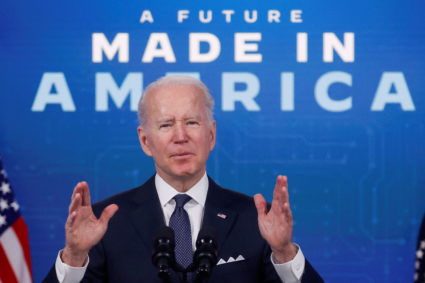 U.S. President Biden and Intel CEO Gelsinger announce the tech firm’s plan to build a plant in Ohio, from the White House ...