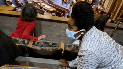 Rep. Sheila Jackson Lee, D-Texas had to drop down as insurrectionists were making their way around the U.S. Capitol. Photo credit: Rep. Sheila Jackson Lee