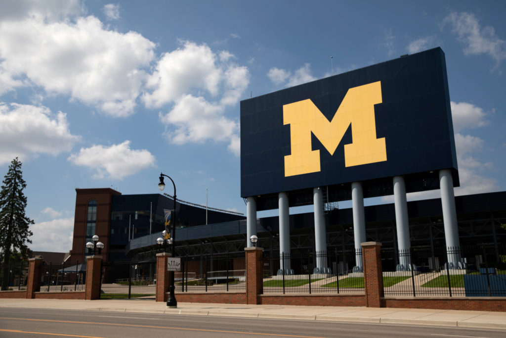 An empty Michigan Stadium is seen on the University of Michigan campus in Ann Arbor