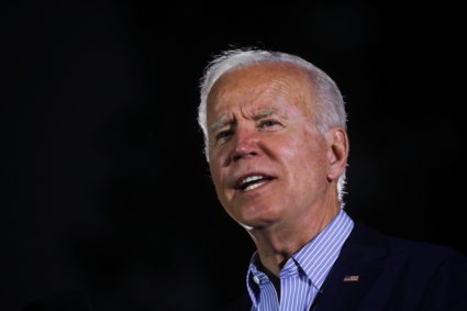 U.S. President Joe Biden delivers remarks at a campaign rally with California Governor Gavin Newsom, in Long Beach, Califo...