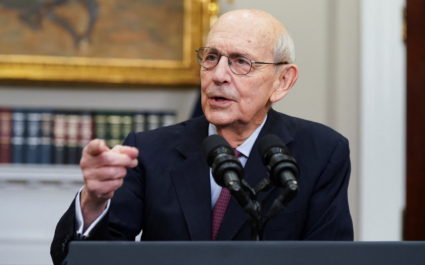 U.S. President Joe Biden and Supreme Court Justice Stephen Breyer discuss Breyer's pending retirement at the White House i...