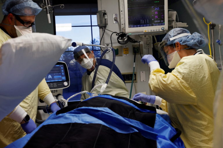 FILE PHOTO: COVID-19 care in the Intensive Care Unit (ICU) at Western Reserve Hospital in Cuyahoga Falls, Ohio