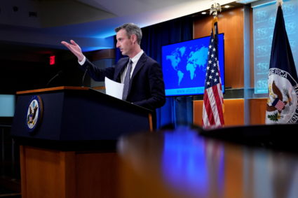 U.S. State Department spokesperson Price speaks during media briefing in Washington