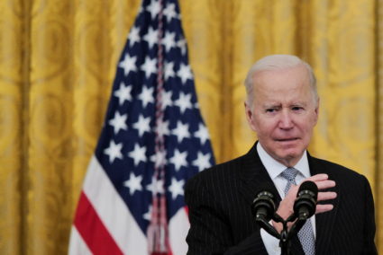 U.S. President Joe Biden speaks at an event to reignite the ‘Cancer Moonshot’ initiative with a goal to reduce cancer death by 50 percent over the next 25 years, in the East Room at the White House in Washington, D.C., U.S., February 2, 2022. Photo by Cheriss May/REUTERS