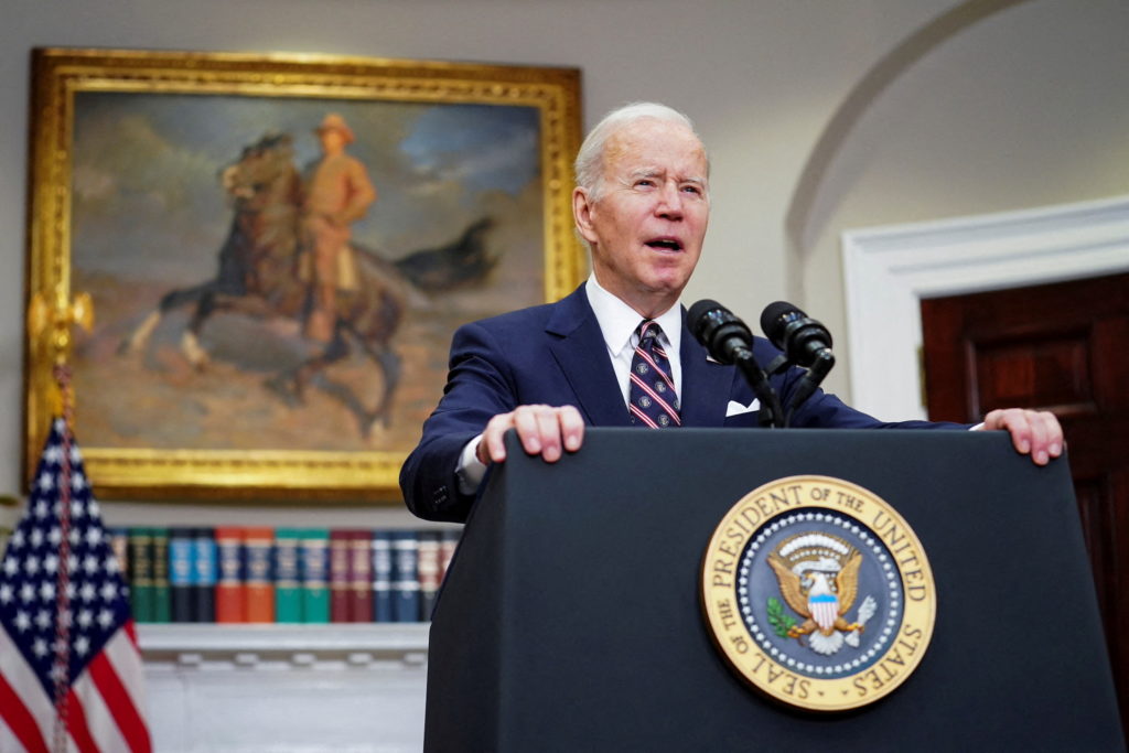 U.S. President Joe Biden speaks about U.S. Special Forces operation in Northern Syria at the White House in Washington