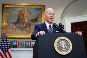 U.S. President Joe Biden speaks about U.S. Special Forces operation in Northern Syria at the White House in Washington