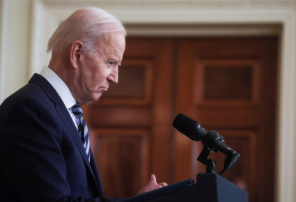 U.S. President Joe Biden delivers remarks on Russia's attack on Ukraine, in the East Room of the White House in Washington, U.S., February 24, 2022. Photo by Leah Millis/REUTERS