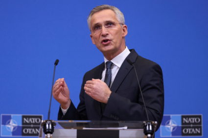 NATO Secretary-General Jens Stoltenberg holds a news conference in Brussels