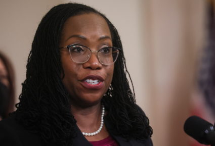 U.S. Appeals Court Judge Ketanji Brown Jackson accepts President Joe Biden's nomination to be a U.S. Supreme Court Associate Justice and the first Black woman to serve on the court, at the White House in Washington, U.S., February 25, 2022. Photo by Leah Millis/REUTERS