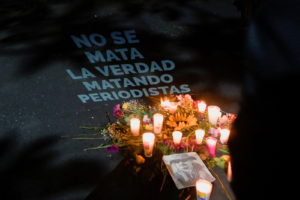 Vigil to protest against the killing of journalists in past days, in Mexico City