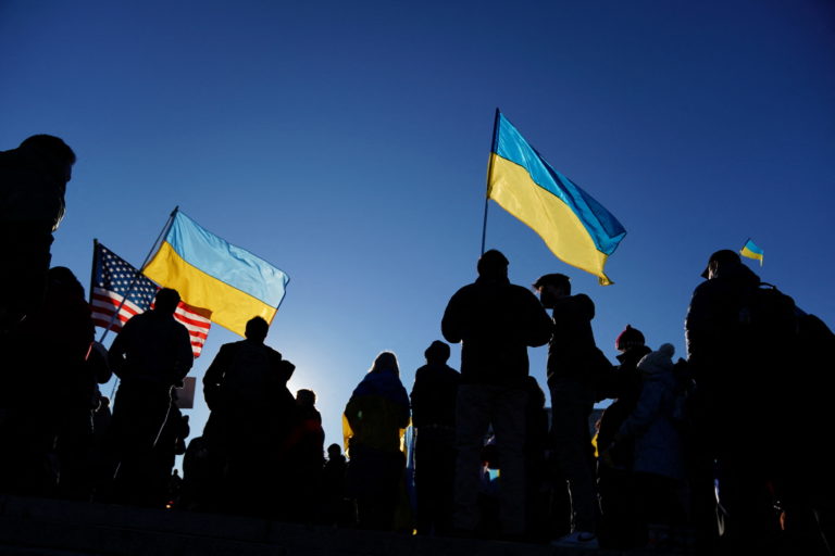 Demonstrators participate in rally for Ukraine in Washington