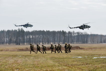 Ukrainian servicemen take part in military drills