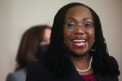 U.S. President Joe Biden announces appellate Judge Ketanji Brown Jackson as his Supreme Court nominee at the White House i...