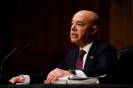 U.S. Secretary of Homeland Security Mayorkas testifies at a Senate Judiciary hearing on "Oversight of the Department of Ho...