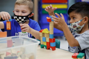 Biden visits a class at East End Elementary School in North Plainfield, New Jersey