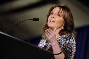 FILE PHOTO: Palin speaks at a rally endorsing U.S. Republican presidential candidate Trump for President at Iowa State Uni...