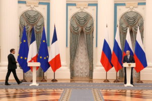 Russian President Vladimir Putin meets with French President Emmanuel Macron in Moscow