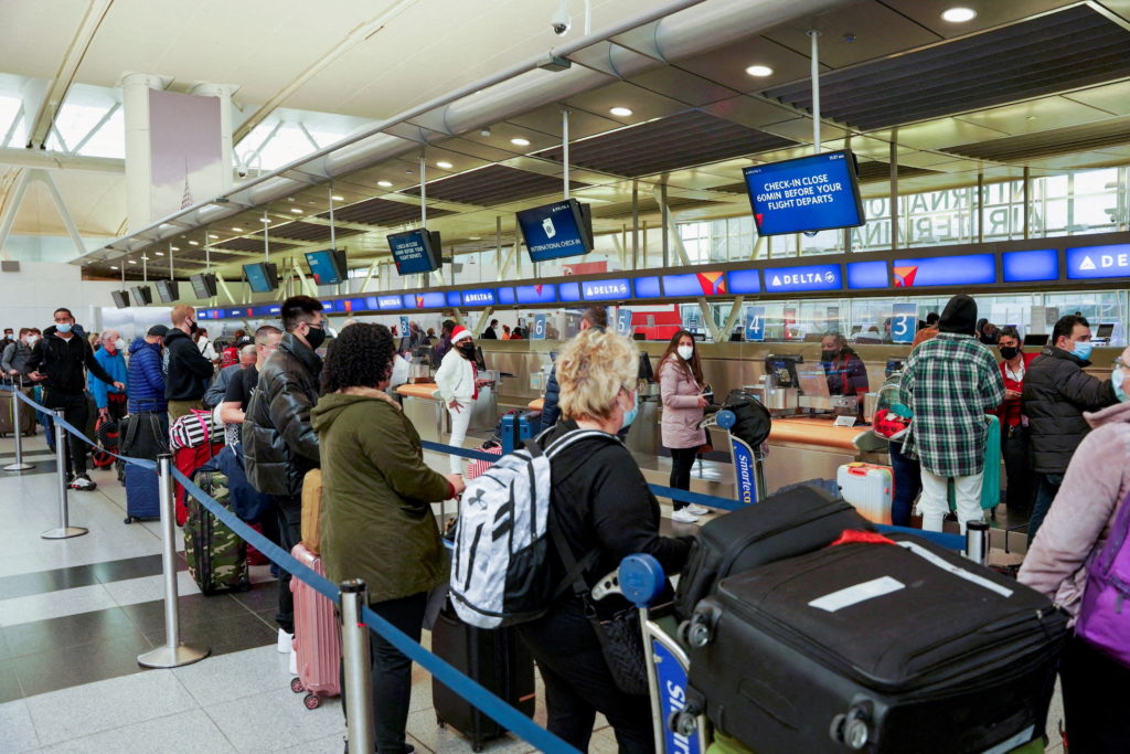 FILE PHOTO: Flights canceled during the spread of the Omicron coronavirus variant on Christmas Eve in Queens, New York City