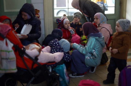People fleeing from Russia’s invasion of Ukraine, in Przemysl