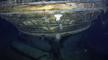 In this photo issued by Falklands Maritime Heritage Trust, a view of the stern of the wreck of Endurance, polar explorer's Ernest Shackleton's ship. Scientists say they have found the sunken wreck of polar explorer Ernest Shackleton’s ship Endurance, more than a century after it was lost to the Antarctic ice. The Falklands Maritime Heritage Trust says the vessel lies 3,000 meters (10,000 feet) below the surface of the Weddell Sea. An expedition set off from South Africa last month to search for the ship, which was crushed by ice and sank in November 1915 during Shackleton’s failed attempt to become the first person to cross Antarctica via the South Pole. Falklands Maritime Heritage Trust/National Geographic via AP