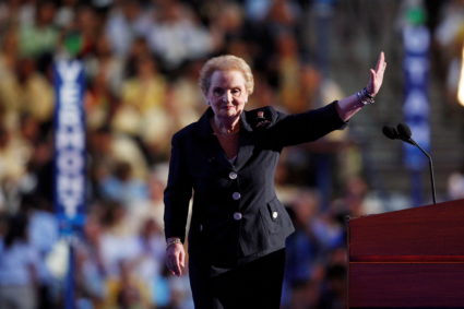 FILE PHOTO: Former U.S. Secretary of State Albright walks off stage after speaking at 2008 Democratic National Convention ...