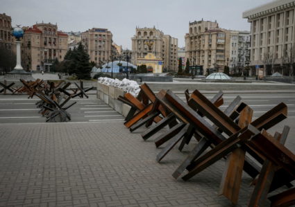 Anti-tank constructions are seen in central Kyiv