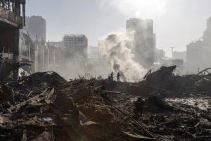 General view of the site of a bombing at a shopping center as Russia's invasion of Ukraine continues, in Kyiv, Ukraine March 21, 2022. Photo by Marko Djuricá/REUTERS