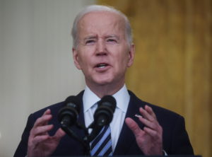 U.S. President Joe Biden speaks about Russia's attack on Ukraine in Washington
