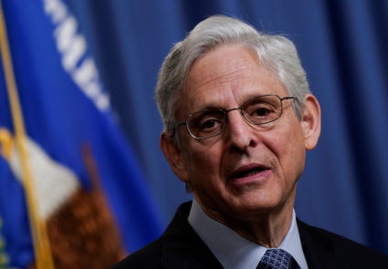 U.S. Attorney General Merrick Garland announces enforcement actions against Russia, during a news conference at the Justice Department in Washington, U.S., April 6, 2022. Photo by Elizabeth Frantz/REUTERS