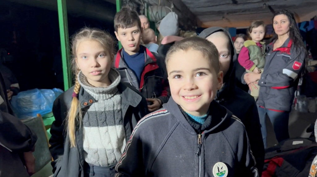 Civilians take shelter in bunker, in Mariupol