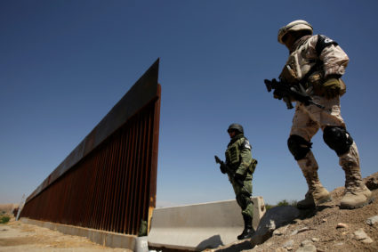 Mexico's National Guard patrol along the border between Mexico and the U.S., in Anapra