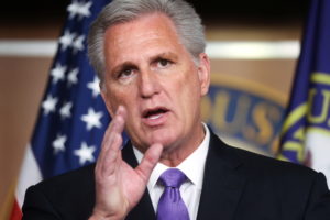 U.S. House Minority Leader Kevin McCarthy (R-CA) holds a news conference with Republican House military veterans of the war in Afghanistan after a Biden administration briefing for the members of the House of Representatives at the U.S. Capitol in Washington, D.C., U.S. August 24, 2021. Photo by Jonathan Ernst/REUTERS