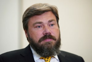 Konstantin Malofeev, chairman of the board of directors of the Tsargrad media group, speaks during an interview with Reute...