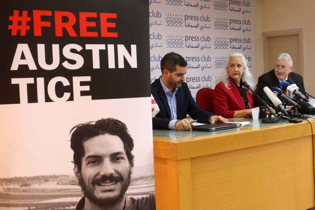 Marc and Debra Tice, parents of U.S. journalist Austin Tice, talk during a news conference in Beirut, Lebanon December 4, ...
