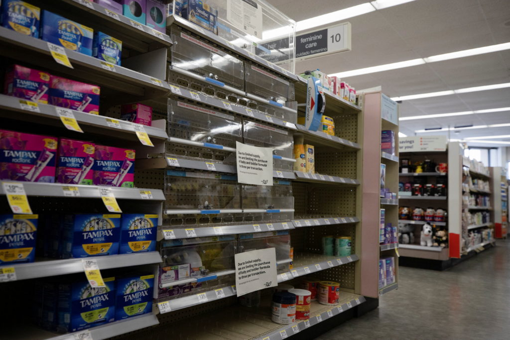 Empty shelves show a shortage of baby formula in San Antonio