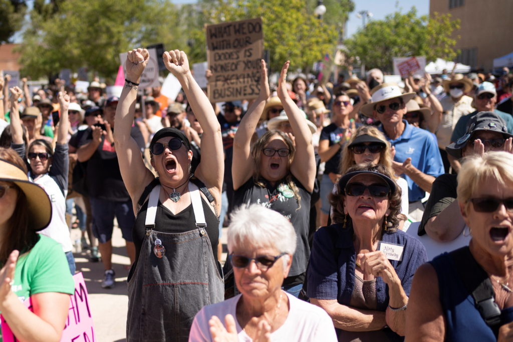 Abortion rights activists protest against probable overturn of Roe v. Wade