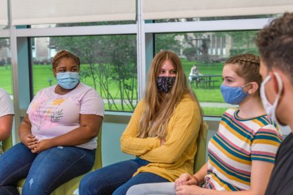 Students attend a support group.