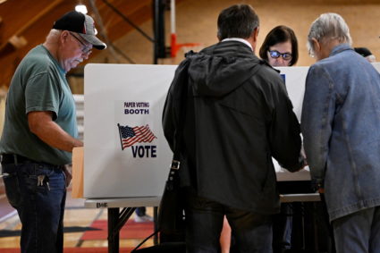 Voters cast their ballots for the midterm primary election in Grove City