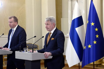 News conference on Finland's security policy decisions at the Presidential Palace in Helsinki