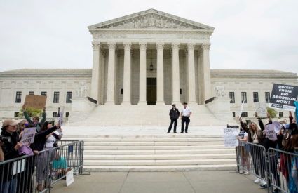 People protest after leak of U.S. Supreme Court draft majority opinion on Roe v. Wade abortion rights decision, in Washington