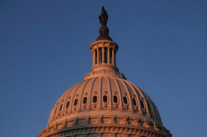 A view of the U.S. Capitol building as the sunrises in Washington